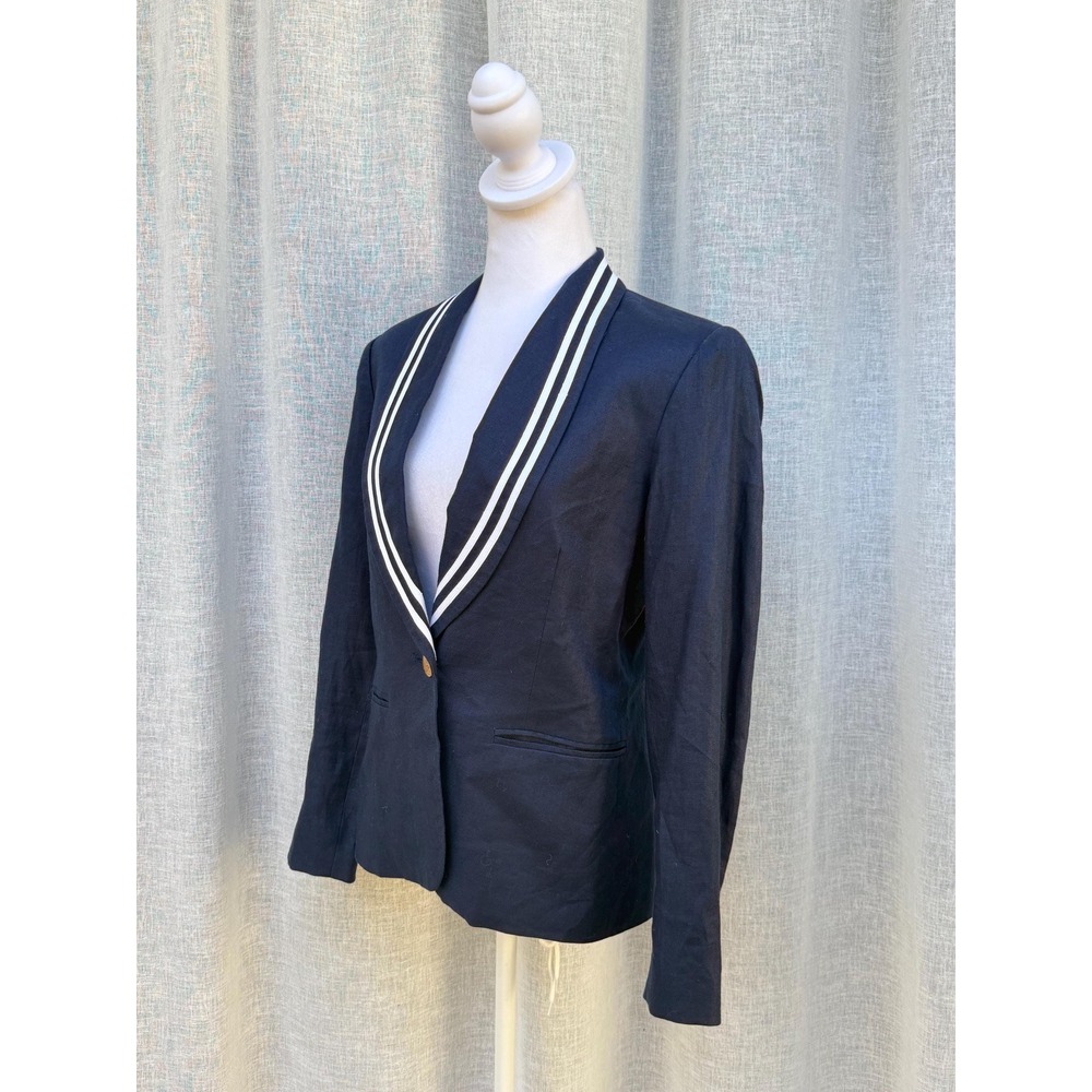 1990 Lauren Ralph Lauren navy blue linen nautical single button blazer - Picture 10 of 10
